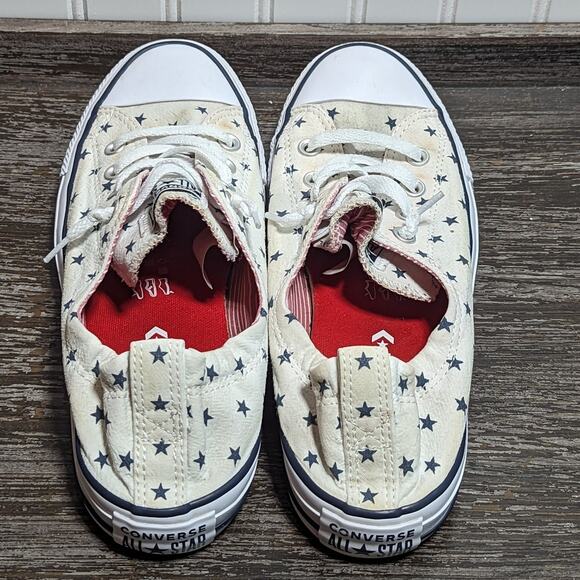 Converse Women's Red White Blue Star Pattern Classic Slip on Sneaker Size 10 - Picture 4 of 7